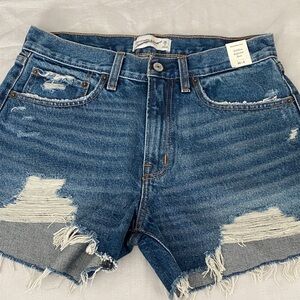 Abercrombie & Fitch Ripped Blue Jean Shorts